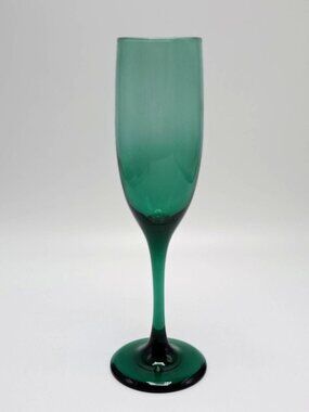 Green Libbey Champagne Flute Glass Vintage